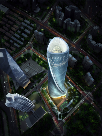 Визуальный вид Шанхайского центра сверху